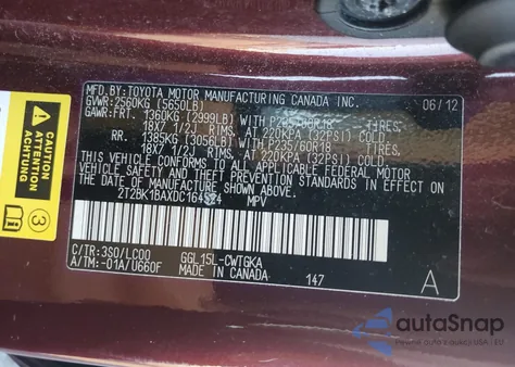 2013 Lexus Rx 350 Base from USA, damaged, VIN 2T2BK1BAXDC164524